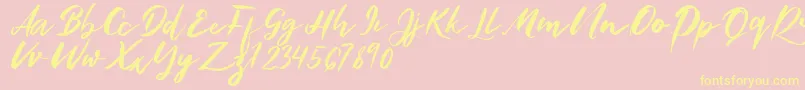 Bonjour Font – Yellow Fonts on Pink Background