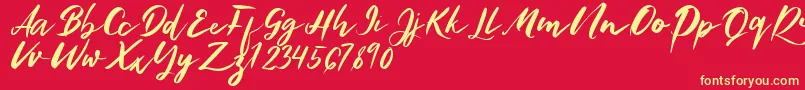 Fonte Bonjour – fontes amarelas em um fundo vermelho