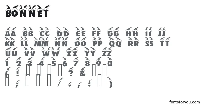 Czcionka Bonnet   (121852) – alfabet, cyfry, specjalne znaki