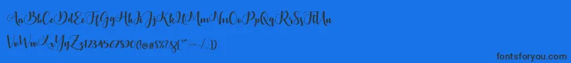 Bontella Script-Schriftart – Schwarze Schriften auf blauem Hintergrund