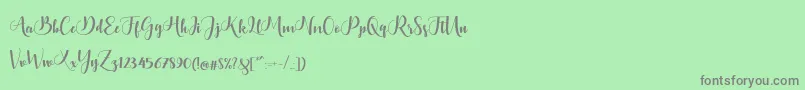 Bontella Script Font – Gray Fonts on Green Background