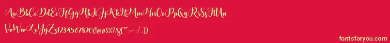 Bontella Script-Schriftart – Gelbe Schriften auf rotem Hintergrund