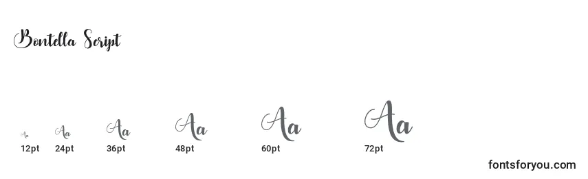 Bontella Script Font Sizes