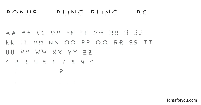 A fonte Bonus   Bling Bling   BC – alfabeto, números, caracteres especiais