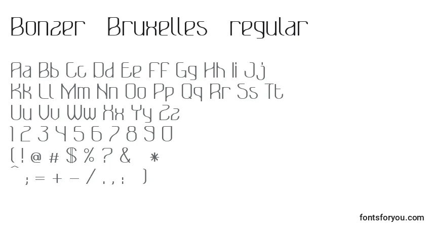 Шрифт Bonzer   Bruxelles   regular – алфавит, цифры, специальные символы