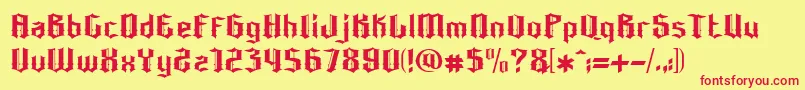 Bonzer   Dresden-Schriftart – Rote Schriften auf gelbem Hintergrund