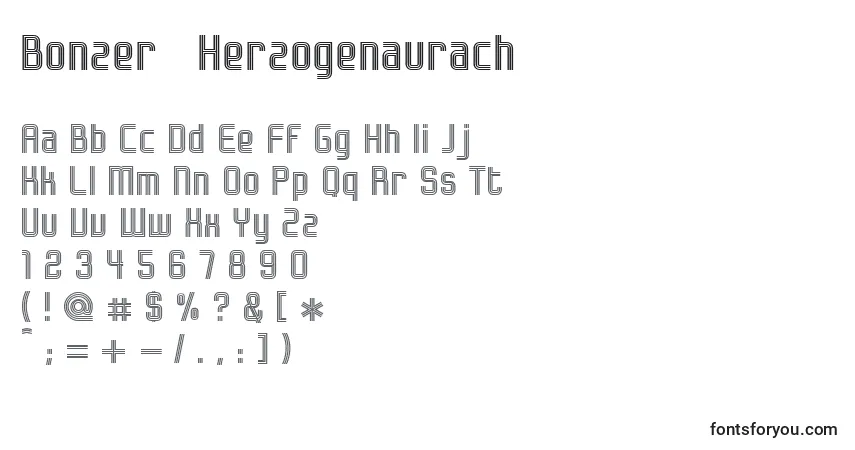 Czcionka Bonzer   Herzogenaurach – alfabet, cyfry, specjalne znaki