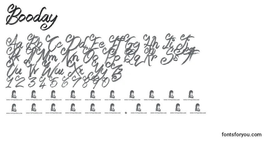 Czcionka Booday (121867) – alfabet, cyfry, specjalne znaki