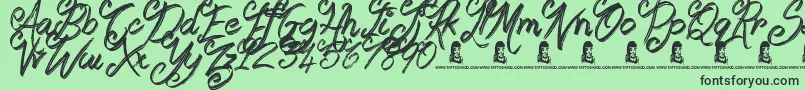 フォントBooday – 緑の背景に黒い文字