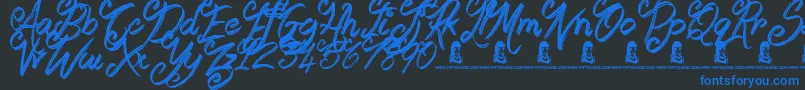 フォントBooday – 黒い背景に青い文字