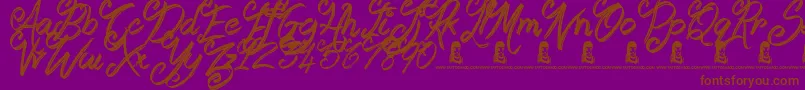 Booday-Schriftart – Braune Schriften auf violettem Hintergrund