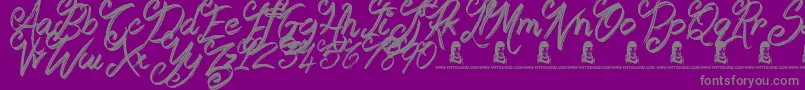 Booday-fontti – harmaat kirjasimet violetilla taustalla