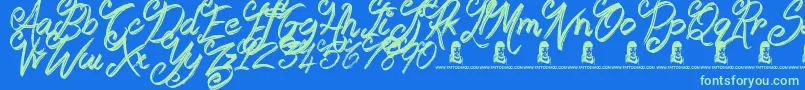 Booday Font – Green Fonts on Blue Background