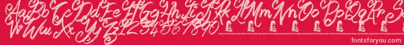 Fonte Booday – fontes rosa em um fundo vermelho