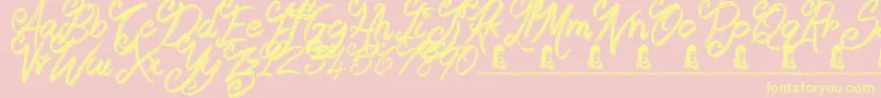 Booday-Schriftart – Gelbe Schriften auf rosa Hintergrund