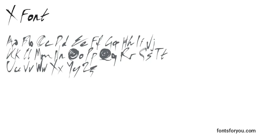 Czcionka X Font – alfabet, cyfry, specjalne znaki