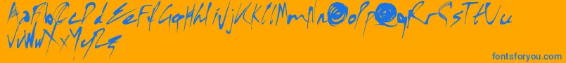 X Font-Schriftart – Blaue Schriften auf orangefarbenem Hintergrund