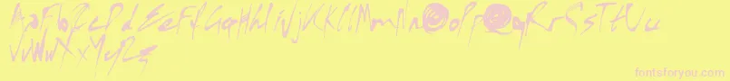 X Font-Schriftart – Rosa Schriften auf gelbem Hintergrund