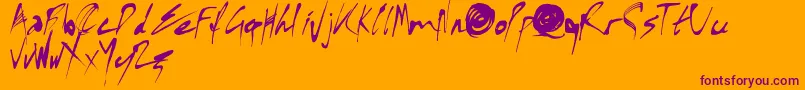 X Font-Schriftart – Violette Schriften auf orangefarbenem Hintergrund