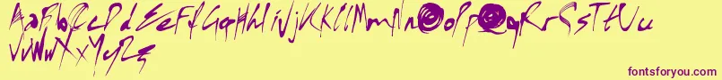 X Font Font – Purple Fonts on Yellow Background
