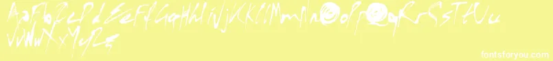 X Font-Schriftart – Weiße Schriften auf gelbem Hintergrund