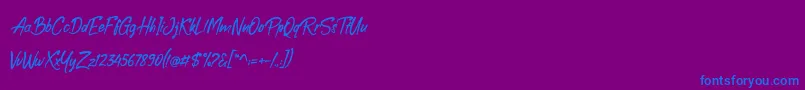 Boolack Personal Use-Schriftart – Blaue Schriften auf violettem Hintergrund