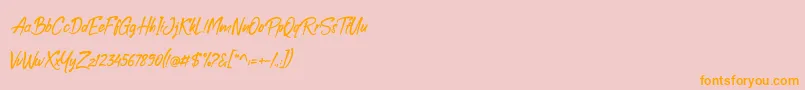 Boolack Personal Use-Schriftart – Orangefarbene Schriften auf rosa Hintergrund