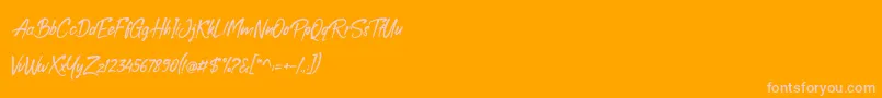 Boolack Personal Use-Schriftart – Rosa Schriften auf orangefarbenem Hintergrund