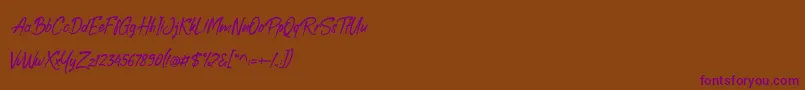 Boolack Personal Use-Schriftart – Violette Schriften auf braunem Hintergrund