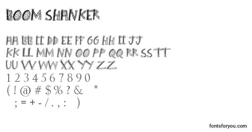 Czcionka Boom Shanker – alfabet, cyfry, specjalne znaki
