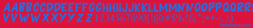 BOOMING Font – Blue Fonts on Red Background