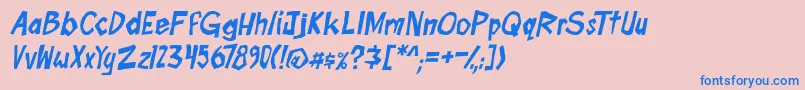 boomtankPG ital Font – Blue Fonts on Pink Background