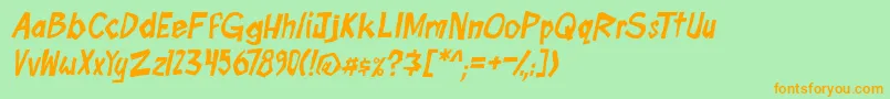 boomtankPG ital Font – Orange Fonts on Green Background