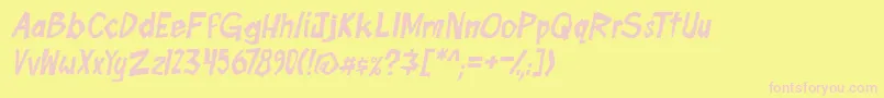 boomtankPG ital-fontti – vaaleanpunaiset fontit keltaisella taustalla