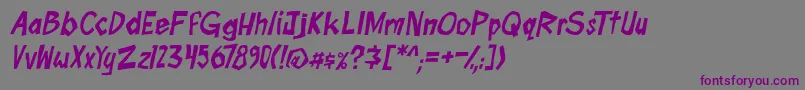 Шрифт boomtankPG ital – фиолетовые шрифты на сером фоне
