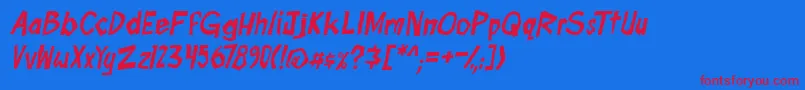 boomtankPG ital-Schriftart – Rote Schriften auf blauem Hintergrund