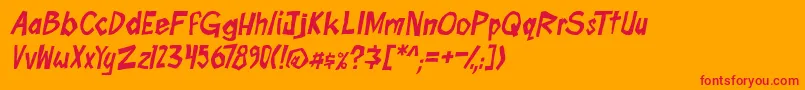 boomtankPG ital Font – Red Fonts on Orange Background