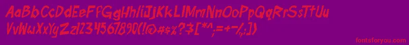 Шрифт boomtankPG ital – красные шрифты на фиолетовом фоне