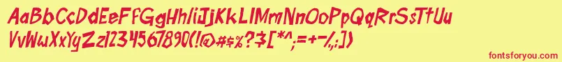 boomtankPG ital-Schriftart – Rote Schriften auf gelbem Hintergrund
