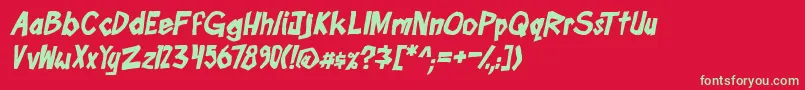 フォントboomtankPG itb – 赤い背景に緑の文字