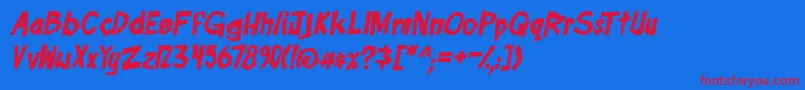 フォントboomtankPG itb – 赤い文字の青い背景