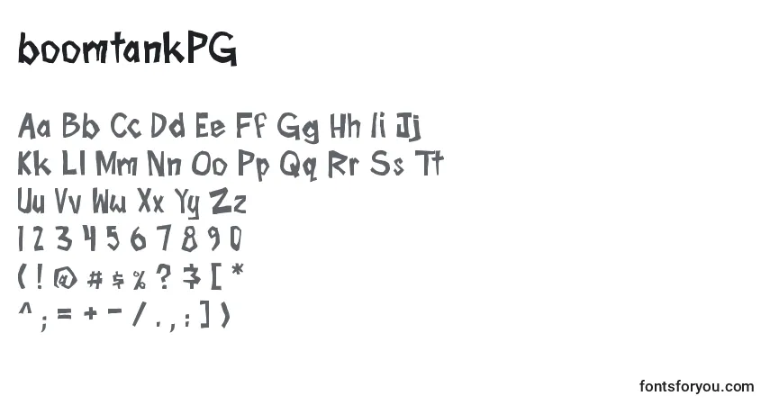 Schriftart BoomtankPG – Alphabet, Zahlen, spezielle Symbole