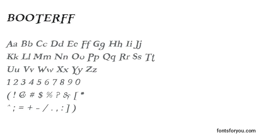Schriftart BOOTERFF (121883) – Alphabet, Zahlen, spezielle Symbole