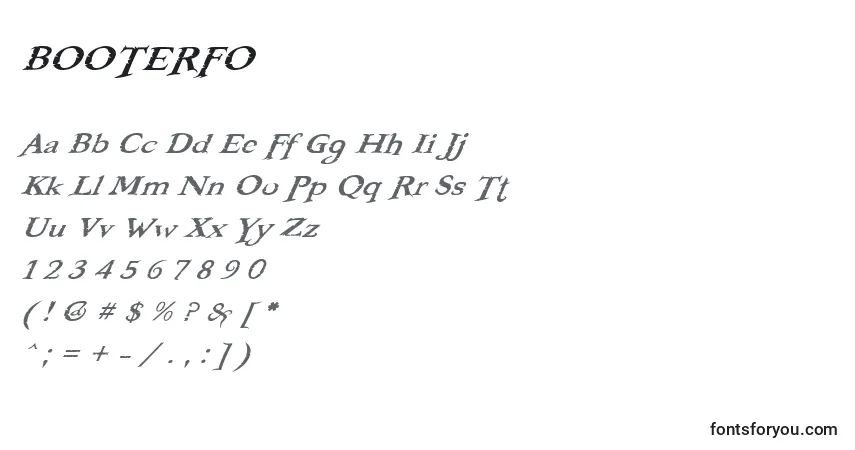 Schriftart BOOTERFO (121884) – Alphabet, Zahlen, spezielle Symbole