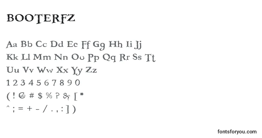 Schriftart BOOTERFZ (121885) – Alphabet, Zahlen, spezielle Symbole