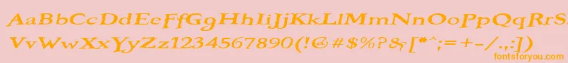 フォントBOOTEROF – オレンジの文字がピンクの背景にあります。