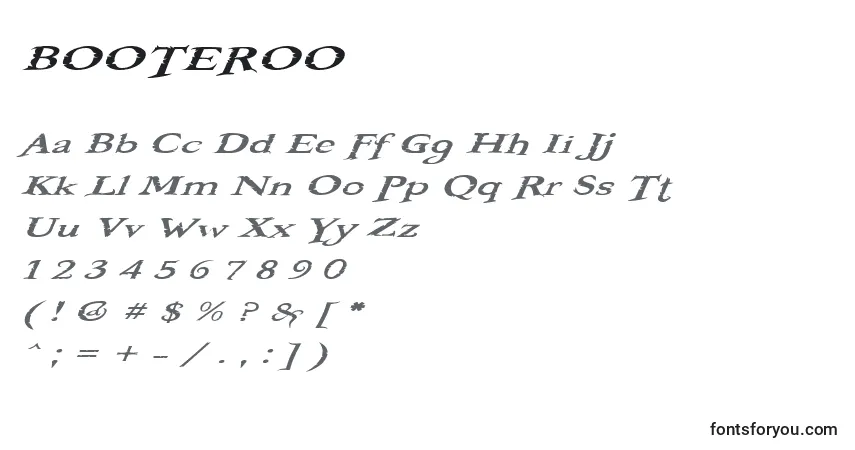 A fonte BOOTEROO (121887) – alfabeto, números, caracteres especiais