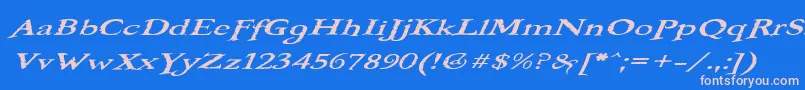 フォントBOOTEROO – ピンクの文字、青い背景