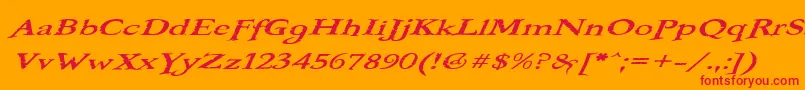 フォントBOOTEROO – オレンジの背景に赤い文字