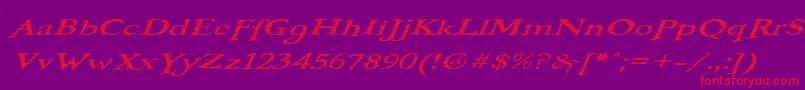 フォントBOOTEROO – 紫の背景に赤い文字